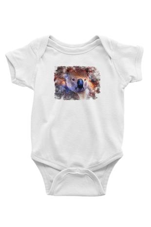 Koala Baskılı Beyaz Unisex Bebek Body - Zıbın