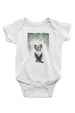 Koala Baskılı Beyaz Unisex Bebek Body - Zıbın