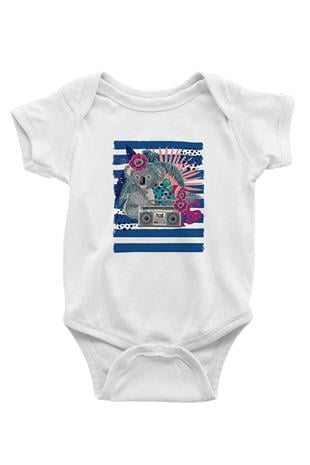Koala Baskılı Beyaz Unisex Bebek Body - Zıbın