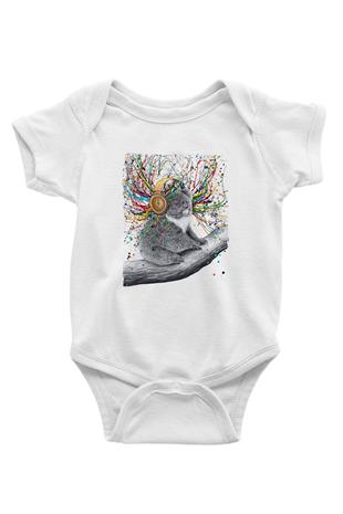 Koala Baskılı Beyaz Unisex Bebek Body - Zıbın