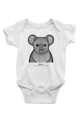 Koala Baskılı Beyaz Unisex Bebek Body - Zıbın