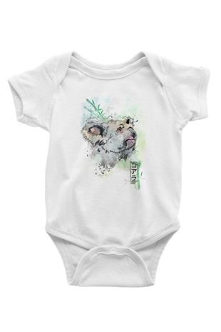 Koala Baskılı Beyaz Unisex Bebek Body - Zıbın