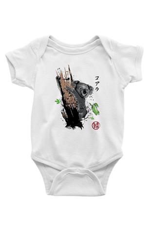 Koala Baskılı Beyaz Unisex Bebek Body - Zıbın