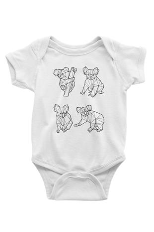 Koala Baskılı Beyaz Unisex Bebek Body - Zıbın