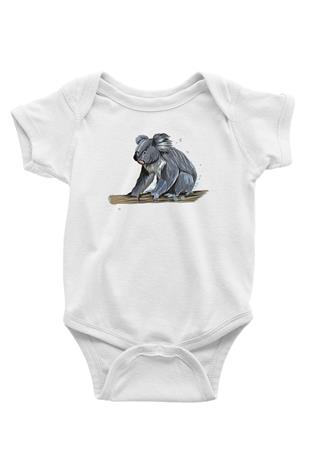 Koala Baskılı Beyaz Unisex Bebek Body - Zıbın