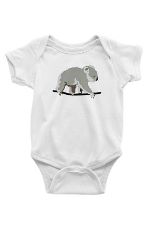 Koala Baskılı Beyaz Unisex Bebek Body - Zıbın