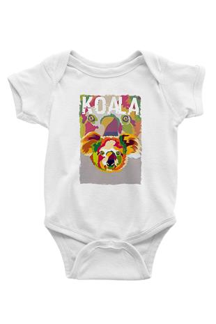 Koala Baskılı Beyaz Unisex Bebek Body - Zıbın