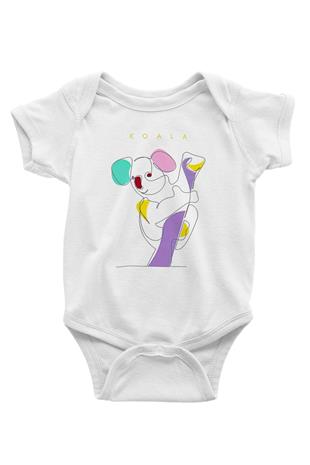 Koala Baskılı Beyaz Unisex Bebek Body - Zıbın