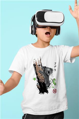 Koala Baskılı Beyaz Unisex Beyaz Çocuk Tişört - Tshirt
