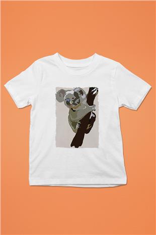 Koala Baskılı Beyaz Unisex Beyaz Çocuk Tişört - Tshirt