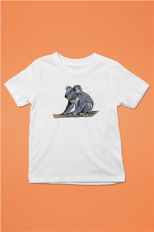 Koala Baskılı Beyaz Unisex Beyaz Çocuk Tişört - Tshirt
