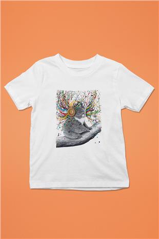 Koala Baskılı Beyaz Unisex Beyaz Çocuk Tişört - Tshirt