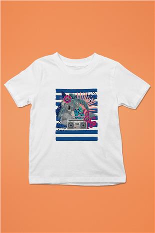 Koala Baskılı Beyaz Unisex Beyaz Çocuk Tişört - Tshirt