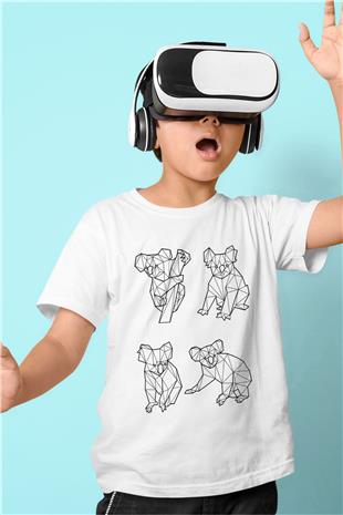Koala Baskılı Beyaz Unisex Beyaz Çocuk Tişört - Tshirt
