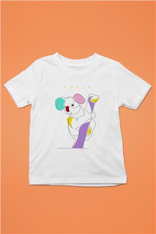 Koala Baskılı Beyaz Unisex Beyaz Çocuk Tişört - Tshirt
