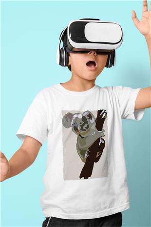 Koala Baskılı Beyaz Unisex Beyaz Çocuk Tişört - Tshirt