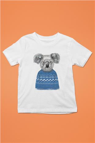 Koala Baskılı Beyaz Unisex Beyaz Çocuk Tişört - Tshirt