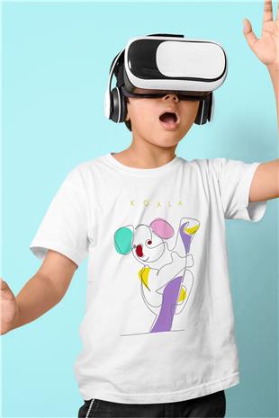 Koala Baskılı Beyaz Unisex Beyaz Çocuk Tişört - Tshirt