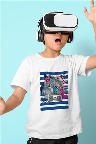 Koala Baskılı Beyaz Unisex Beyaz Çocuk Tişört - Tshirt