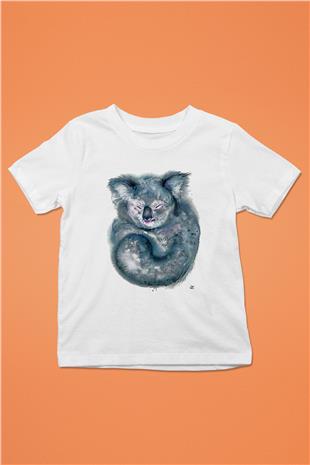 Koala Baskılı Beyaz Unisex Beyaz Çocuk Tişört - Tshirt