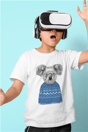 Koala Baskılı Beyaz Unisex Beyaz Çocuk Tişört - Tshirt