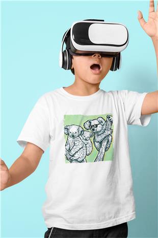Koala Baskılı Beyaz Unisex Beyaz Çocuk Tişört - Tshirt