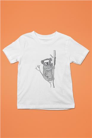 Koala Baskılı Beyaz Unisex Beyaz Çocuk Tişört - Tshirt