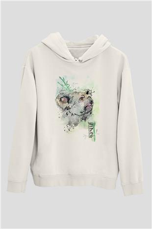 Koala Baskılı Beyaz Unisex Hoodie