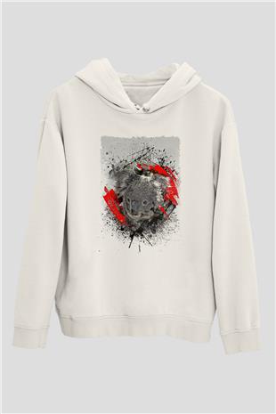 Koala Baskılı Beyaz Unisex Hoodie