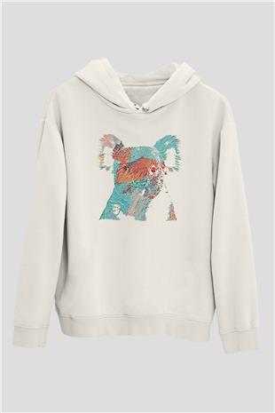 Koala Baskılı Beyaz Unisex Hoodie