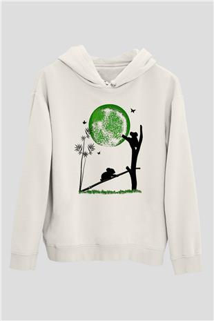 Koala Baskılı Beyaz Unisex Hoodie