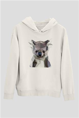 Koala Baskılı Beyaz Unisex Hoodie