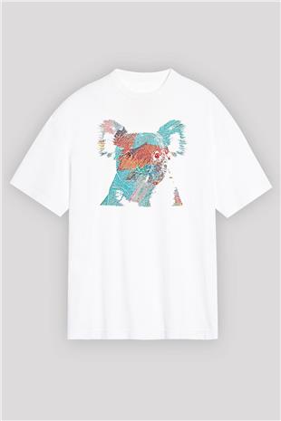Koala Baskılı Beyaz Unisex Oversize Tişört - Tshirt