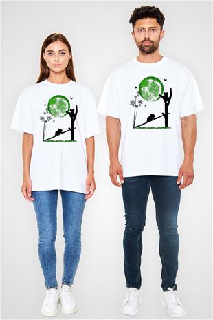 Koala Baskılı Beyaz Unisex Oversize Tişört - Tshirt