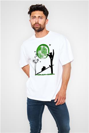 Koala Baskılı Beyaz Unisex Oversize Tişört - Tshirt