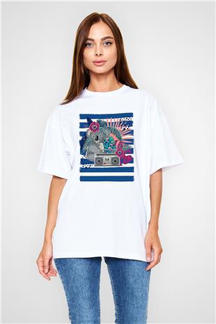 Koala Baskılı Beyaz Unisex Oversize Tişört - Tshirt