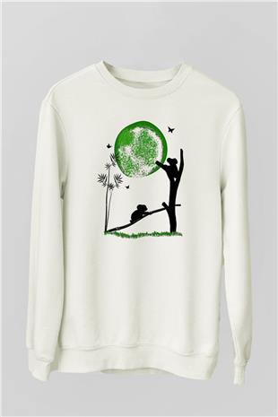 Koala Baskılı Beyaz Unisex Sweatshirt