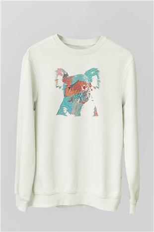 Koala Baskılı Beyaz Unisex Sweatshirt
