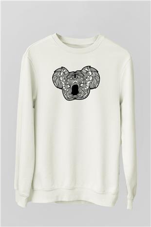 Koala Baskılı Beyaz Unisex Sweatshirt