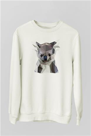 Koala Baskılı Beyaz Unisex Sweatshirt