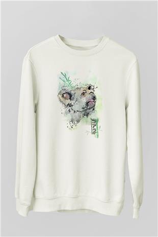 Koala Baskılı Beyaz Unisex Sweatshirt