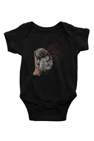 Koala Baskılı Unisex Siyah Bebek Body - Zıbın