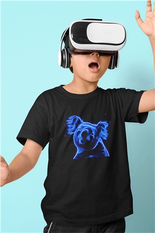 Koala Baskılı Unisex Siyah Çocuk Tişört - Tshirt