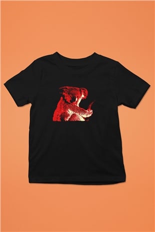 Koala Baskılı Unisex Siyah Çocuk Tişört - Tshirt