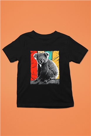 Koala Baskılı Unisex Siyah Çocuk Tişört - Tshirt