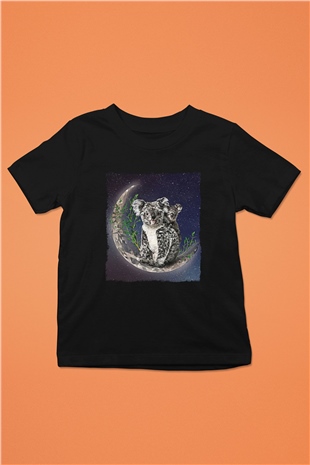 Koala Baskılı Unisex Siyah Çocuk Tişört - Tshirt