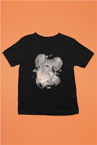 Koala Baskılı Unisex Siyah Çocuk Tişört - Tshirt