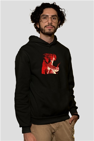 Koala Baskılı Unisex Siyah Hoodie