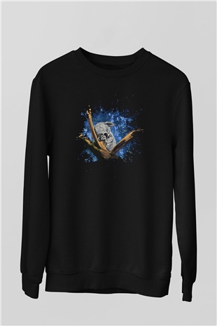 Koala Baskılı Unisex Siyah Sweatshirt