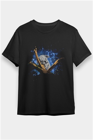 Koala Baskılı Unisex Siyah Tişört - Tshirt